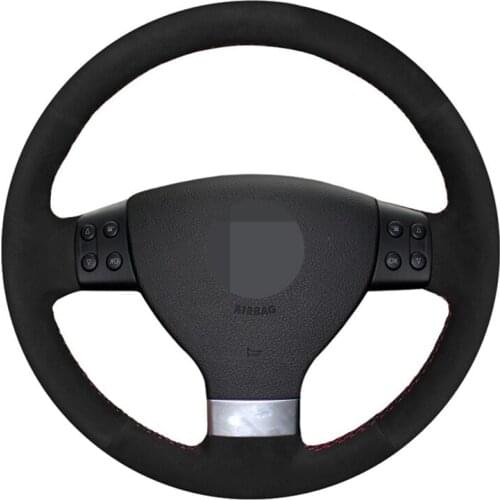 Car Steering Wheel Covers Soft Black Genuine Leather Suede For Volkswagen VW Golf 5 (V) Golf Plus Passat Variant Tiguan Touran