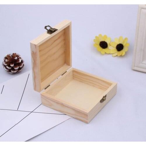 Jewelry Case Natural Unpainted Wood Jewelry Box Space-saving Ring Earrings Trinket Case for Table Single-deck Simple Gift Boxes