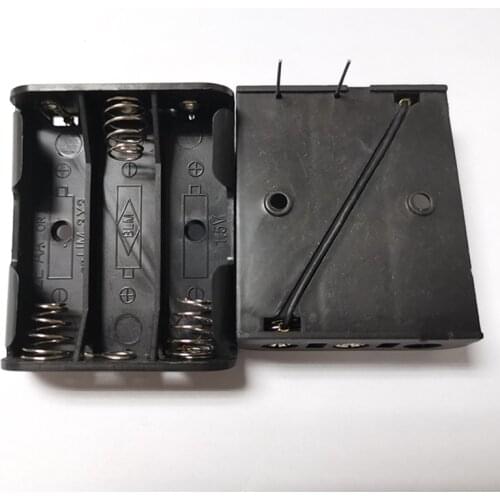 Black 3 X 1.5V AA Battery Clip Holder With Pins 3 Slots 4.5V Storage Box Container For 3*AA Batteries Plastic Case