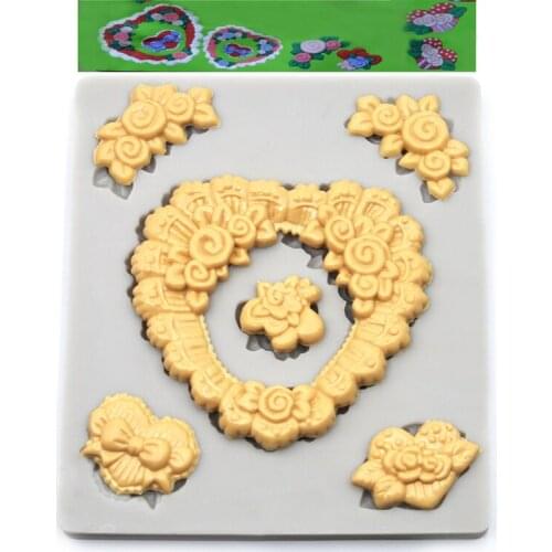 DIY Chocoate Cookies Silicone Molds Garland Shape Cake Decoration Silicone Mold Flower Mirror Cake Mold