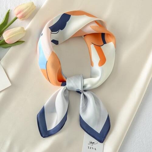 Dt70 New Silk Square Scarf Women 58cm*58cm Neck Hair Tie Band Bag Warp Soft Neckerchief Hijab Headscarf Female Foulard Bandana