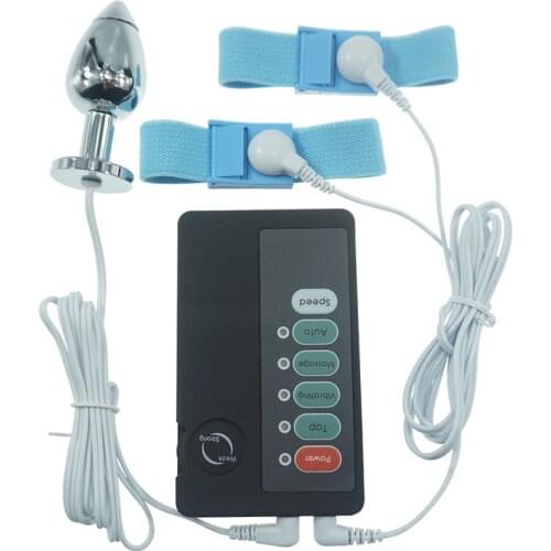 Electro shock physical therapy equipment electric penis extender cock ring metal anal plug sex toy male Chastity Device