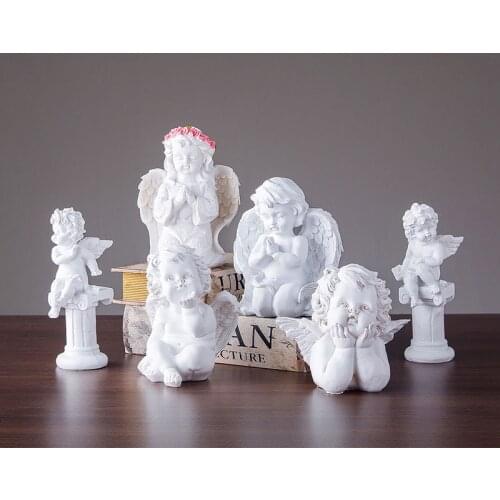 European Handmade Resin Angel Figurines Home Furnishing Decoration Crafts Wedding Gifts Lucky Ornament Desk Statues