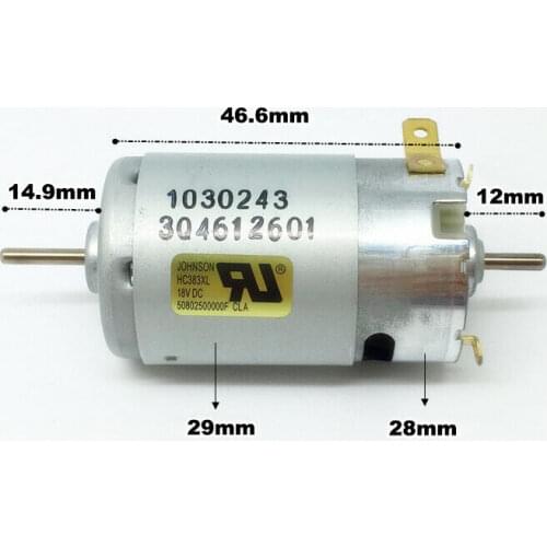 JOHNSON 1030243 RS-390 Carbon Brush Motor DC 12V-18V 11250RPM High Speed Large Torque Dual Shaft