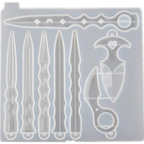 Self Defence Dagger Mold Anti-Wolf Weapons Sword Pendant Silicone Mold Art Tools AXYD