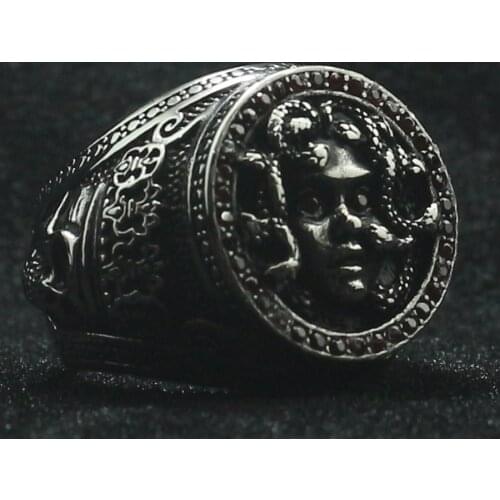 Unisex 316L Stainless Red Stone Snake Medusa Ring Newest