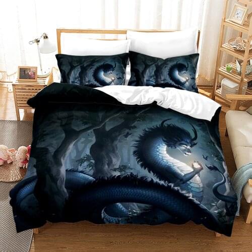Dragon Bedding Set Single Twin Full Queen King Size Animal Tag Lion Wolf Bed Set Childrens Kid Bedroom Duvetcover Sets 033
