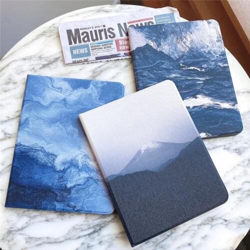 INS Mountain sea waves leather case for ipad pro 2020 ipad pro 11 inch case for iPad air 2 air 3 2019 2018 stand holder Cover