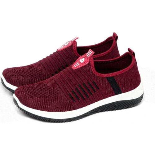 Women Flat Shoes Knit Woman Casual Slip On Vulcanized Shoes Female Mesh Soft Breathable Womens Footwear For Ladies Sneaker