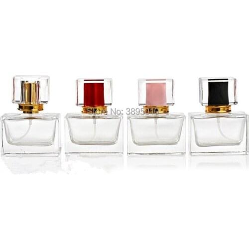 30ml Square Glass Bottle With Sprayer Atomizer 30cc Refillable Empty Thick Glass Scent Bottle F465