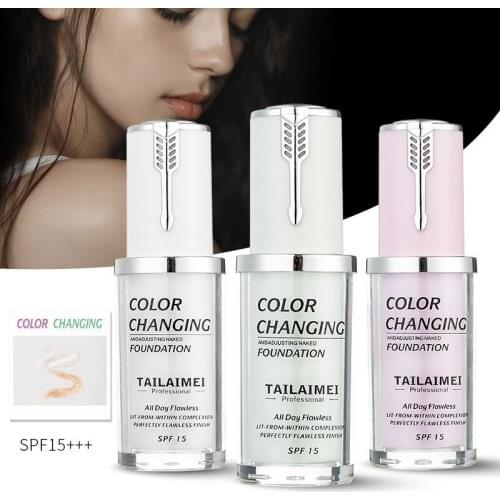 Temperature Changing Liquid Foundation 40ML Whitening Base Face Full Cover Concealer Long Lasting Makeup Skin Foundation