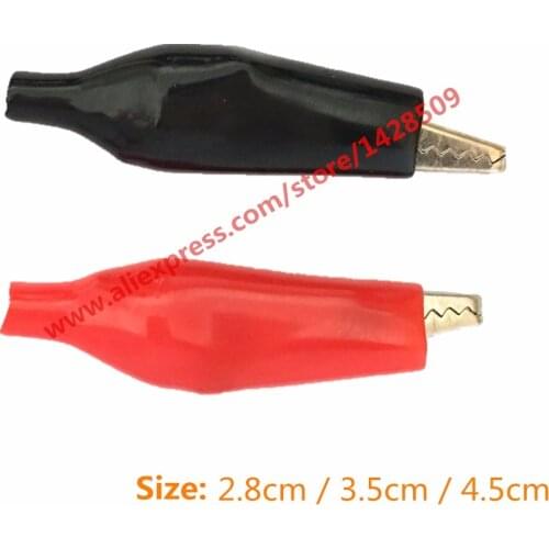 100 pcs Metal Alligator Clip Crocodile Electrical Clamp for Testing Probe Meter 4.5cm Black and Red with Plastic Boot