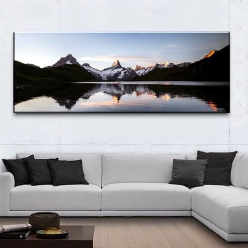 Home Decor Modular Canvas Picture 1 Piece Snow Mountain Setting Sun Scenery HD Painting Poster Wall For Home Canvas Painting