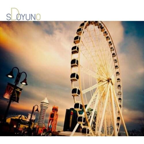 SDOYUNO DIY Oil Painting By Numbers Ferris wheel landscape Picture By Numbers On Canvas Frameless Home Decor Rose Unique Gift