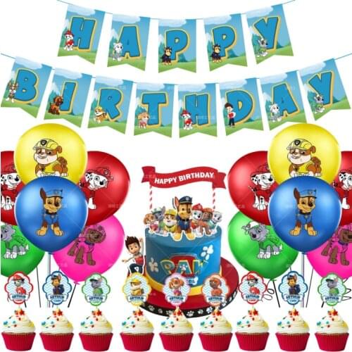 New 10pcs Paw Patrol Birthday Toys Set Chase Marshall Sky Rubble Latex Balloons Figure Patrulla Canina Party Decor Gift Toys