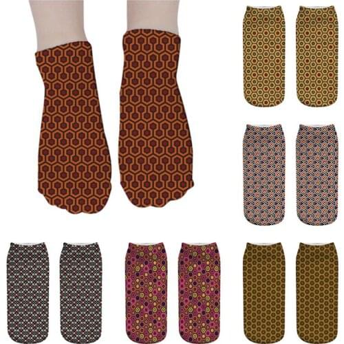 Fashion Geometric Hexagon Cotton Socks For Men Women Honeycomb Pattern Casual Breathable Summer Socks Harajuku Low Ankle Socks