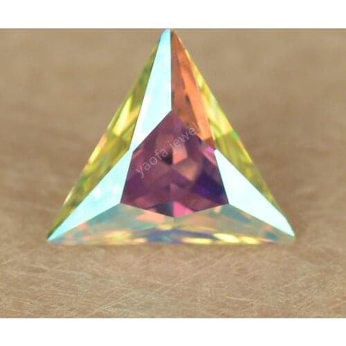 Wholesale 3*3~12*12mm Plating AB Color Multicolor Triangle Shape Cut Synthetic Cubic Zirconia Lab Zircon Gems Loose CZ Stone