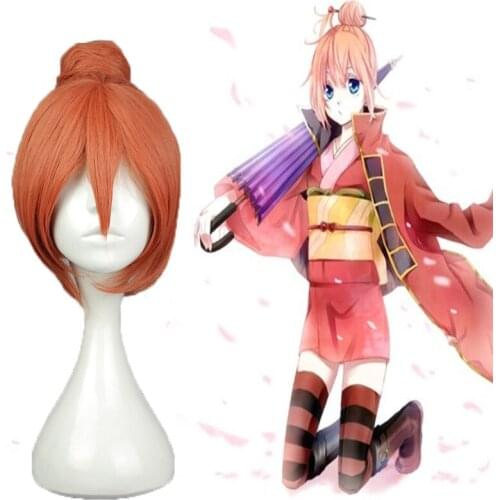 Anime Gintama Cosplay Wig Kagura Cosplay Wigs Heat Resistant Synthetic Halloween Carnival Silver Soul leader Wig