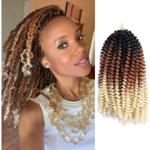 DAIRESS 8" Nubian Spring Twist Crochet Hair 30Stands Fold Fluffy Spring Twist Hair Crochet Braids Ombre Braiding Hair Extensions