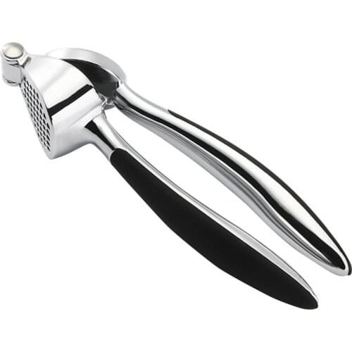 Garlic Press Stainless Steel Professional Heavy Soft-Handled Garlic Press Crush Silver