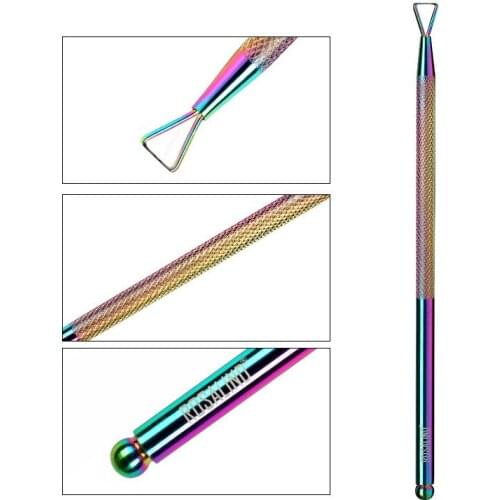 Rainbow Triangle Stick Rod UV Gel Remover Stainless Steel Dead Skin Cuticle Pusher for Nail Art Polish Manicure Tool TO