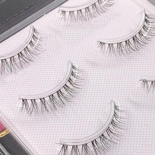 4D Cotton Thread Natural False Eyelashes Handmade Soft Transparent Stem Eyelashes Daily Nude Makeup Simulation Realistic Lashes