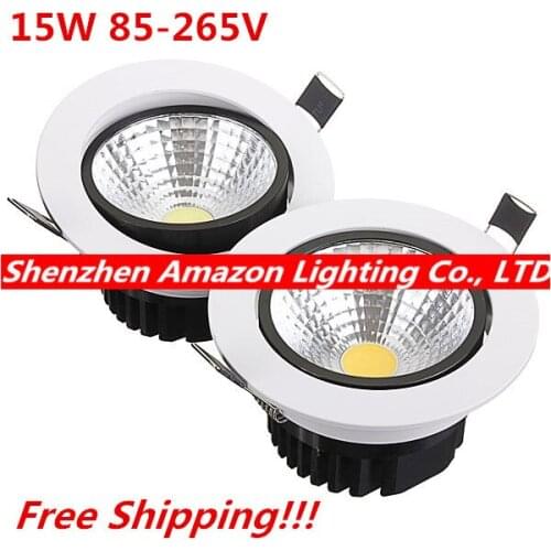 Lowest price! COB LED Recessed Ceiling Down Light 15W LED Spot Downlight Lamp Warm White/Cold White 6pcs/lot free shipping