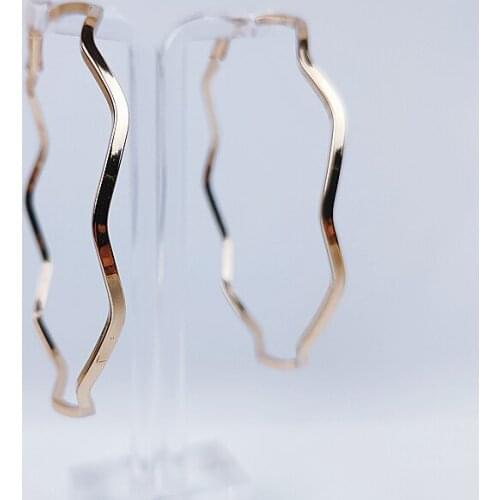 Hoop Earrings Ripple Round Charming Retro Popular Exaggerated Trendy Big Large Gift Hip-Hop Show Party Unique Plus Size Gold 028