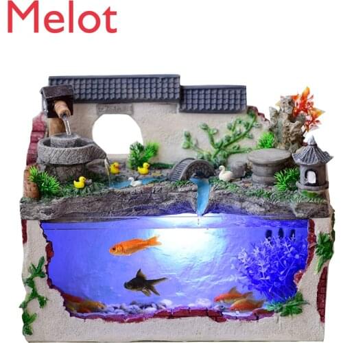 Living Room Humidifier Fish Tank Landscape Artificial Mountain and Fountain Home Decoration Ornaments Home Decor