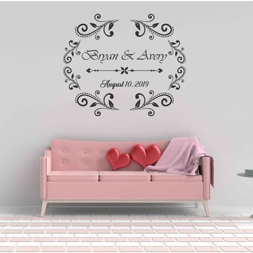 Wedding Party Monogram Vinyl Wall Sticker for Wedding Aisle Runner Table Runners Floor Decal Removable Mural decoration HY839
