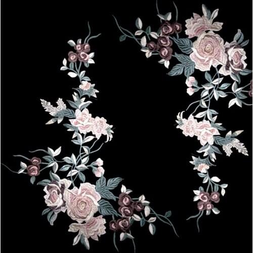 Embroidery Cloth Stickers Applique Pattern Lace Patch 3D Large Flower DIY Cheongsam Dress Clothes Accessories