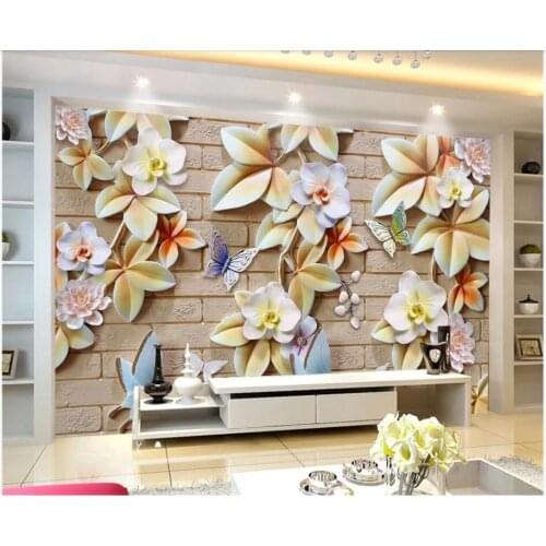 WDBH Custom photo 3d wallpaper Butterfly orchid flower relief tv background home decor living room wallpaper for walls 3 d