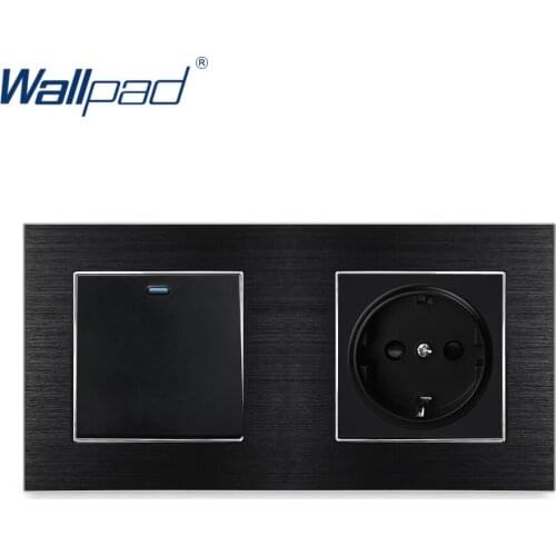 1 Gang 2 Way EU Socket German Standard Wallpad Luxury Wall Outlet Satin Metal Panel 172*86mm Wall Power Outlet