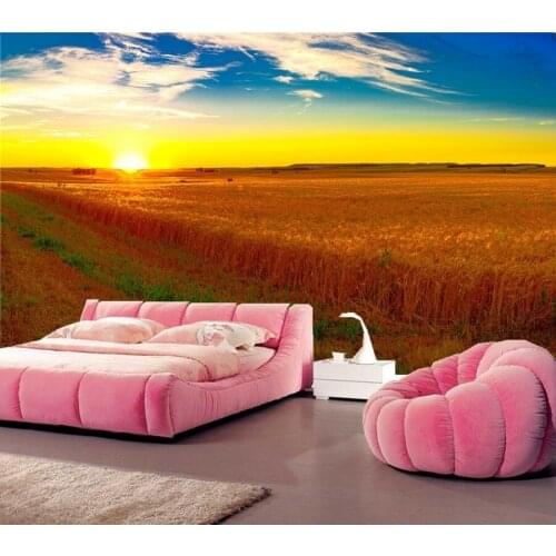 3d embossed wallpaper,Scenery Fields Sunrises and sunsets Sky Nature wallpaper,living room TV sofa bedroom waterproof wallpaper