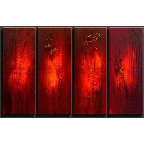 4 Pcs 1 Set 100% Handpainted Abstract Oil Painting Pictures On Canvas For Home Decor Unframed