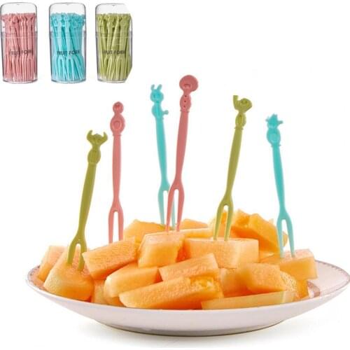 50Pcs/Barrel Food Picks Disposable Multi-function Plastic Plastic Cocktail Picks Fruit Forks
