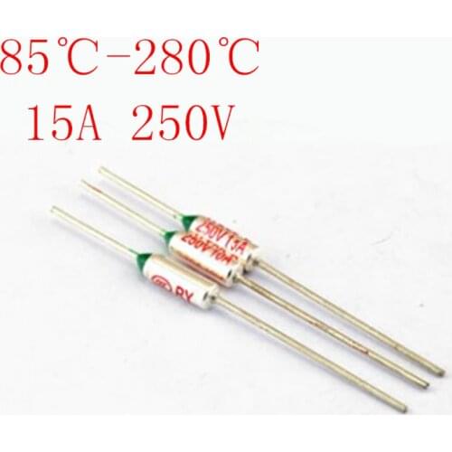 85-280 Celsius Degree 15A 250V Micro Mini Electrical Temp Thermal Fuses Temperature Fuse Thermal Cutoff