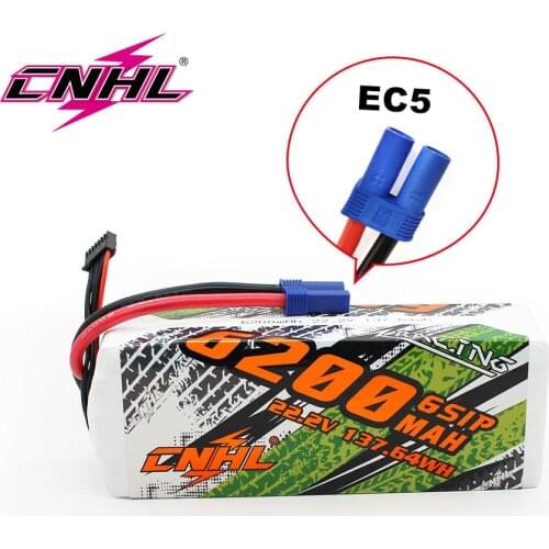 CNHL Lipo Battery 6200MAH 22.2V 6S 90C RC Battery For RC Heli Drone Car With EC5 Plug