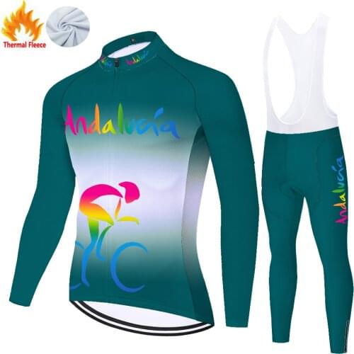 Andalucia Winter Thermal Fleece Velo Homme Maillot Completo Equipos Ropa Uniforme Ciclismo Hombre Conjunto Ciclismo Masculino