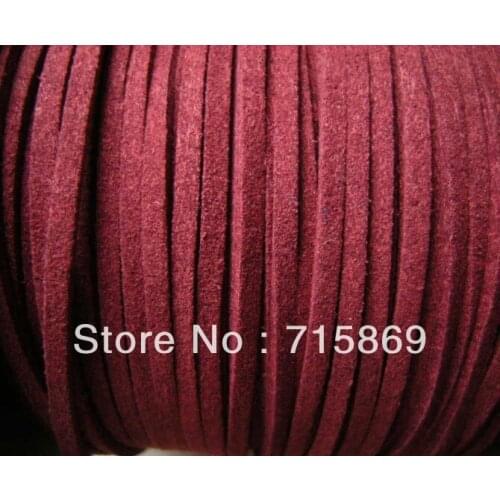 Free Shipping 3mm*1.5mm 100 YARD (328Feet) Wine Red Faux Suede Leather Cord Flat Leather Cord Fit DIY Necklace and Bracelets