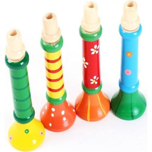 Trumpet colorful wooden color WM111 early childhood educational toys music perception