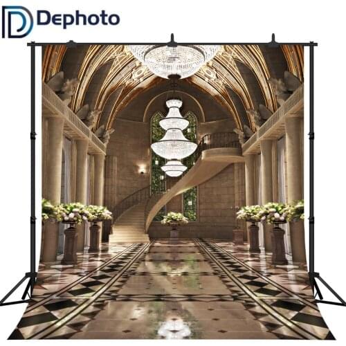 Dephoto Photographic Background Palace Crystal Chandelier Flower Wedding Photography Backdrops Photophone photo photocall