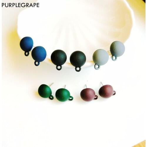 Diy Jewelry Connectors Earrings Accessories Handmade Minimalist Round Pendant Matte Texture PURPLEGRAPE 8pcs
