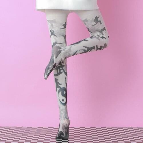 Antique Gossip Printed Pantyhose Thick Running Chick Cn(origin) 140D Thickness Cotton, Dropship