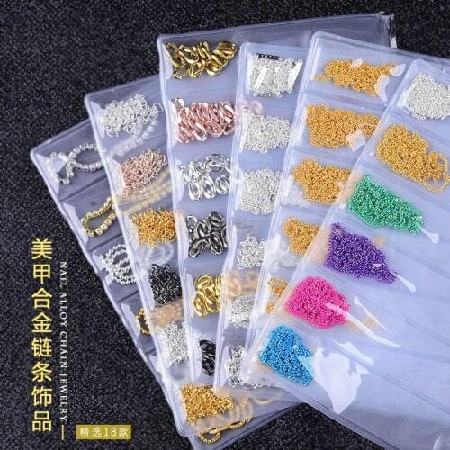 Colorful Japanese Nail Art Jewelry, Metal Chain, Nail Edging, Gold and Silver, Retro Punk Tassel, Pearl Embellishment
