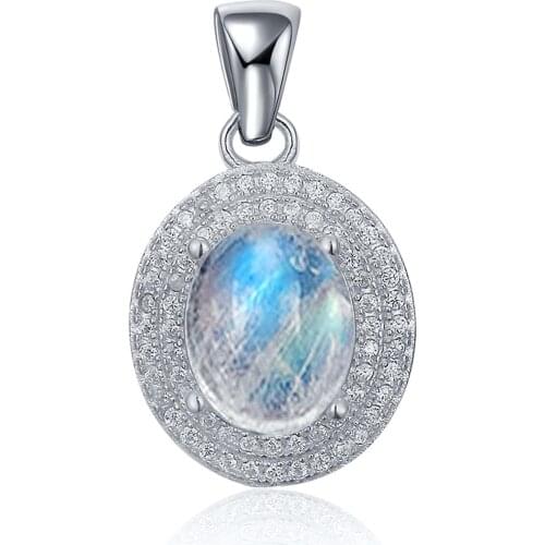 Fashion Designs Fine Jewelry 925 Sterling Silver 2.0ct Rainbow Moonstone Pendant/moonstone necklace jewelry