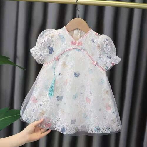Summer Baby Girls Sweet Bow Dress Children Princess Colored dots Veil Dress Kids Baby Girl Cloths