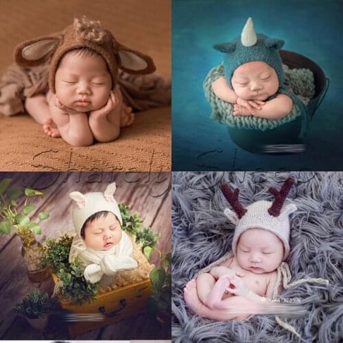 Newborn Photography Mohair Wool Hat Baby Photography Props bebe fotografia Accessory Baby Girl Boy Photo Shoot Cartoon Hat Props