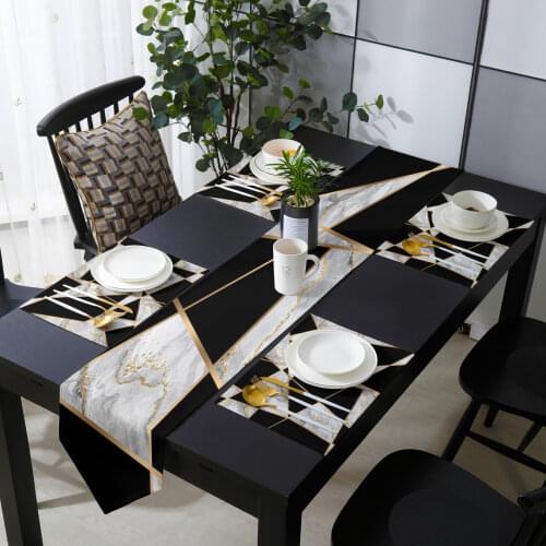 Marble Table Runner Placemats Set for Home Kitchen Dining Table Wedding Party Holiday Dinner Decoration