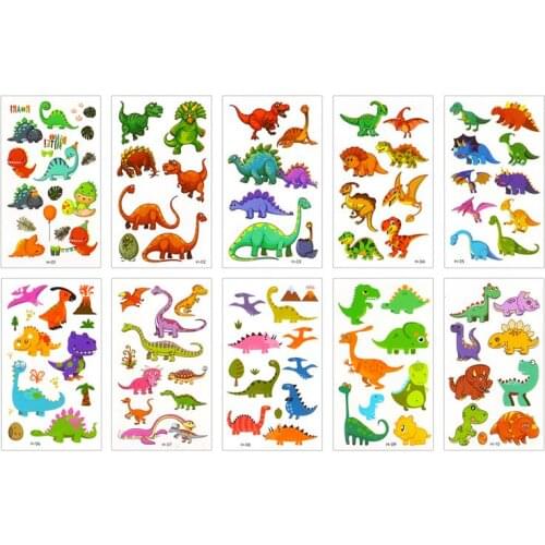 20 Sheets Cartoon Dinosaur Tattoos Tattoos Sticker for Arm Kids